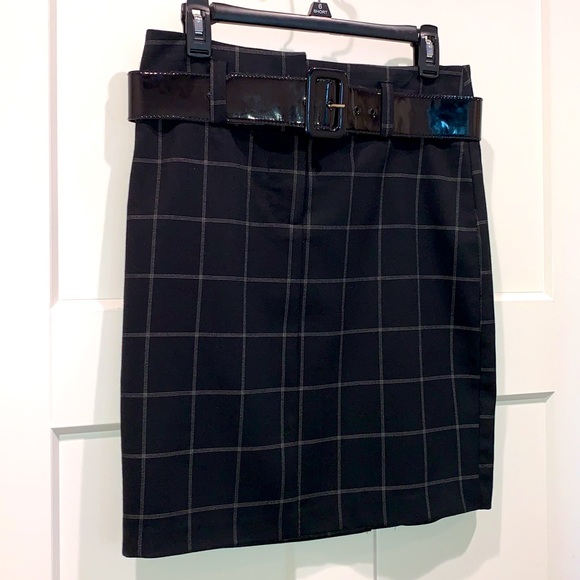Love Tease Belted Checkered Pencil Skirt Sz 7 - Picture 3 of 14